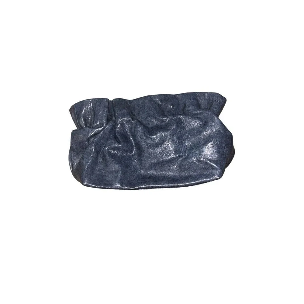Anthropologie Blue Vegan Faux Ruffle‎ Clutch Going Out Party